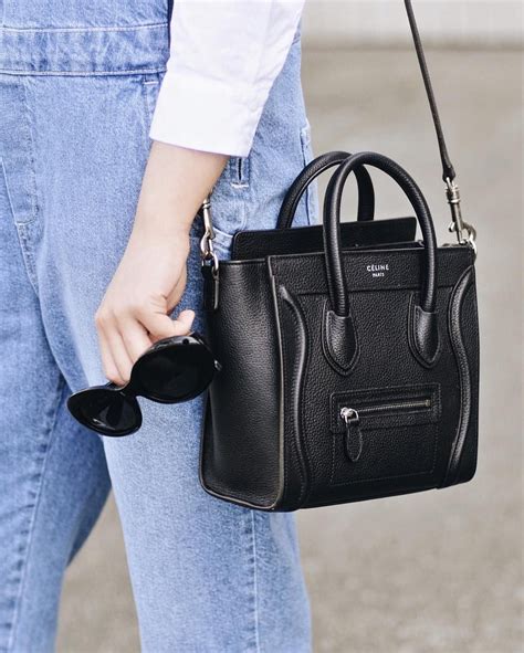 celine nano luggage mini crossbody tote croc black|Celine bag tote review.